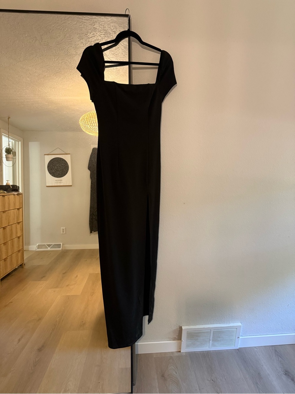 Lulu's Black One-Shoulder Maxi Dress with Side Slit